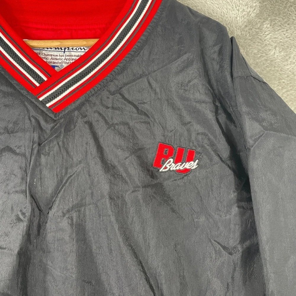Champion Bradley University Braves Windbreaker Pullover Men Medium Black Striped